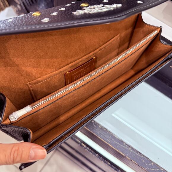 Coach Klare Envelope Crossbody Bag With Rivets CCE31 Black/Silver - Picture 8 of 9